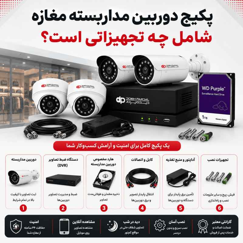 بهترین پکیج دوربین مداربسته برای مغازه | معرفی مدل‌های آماده نصب