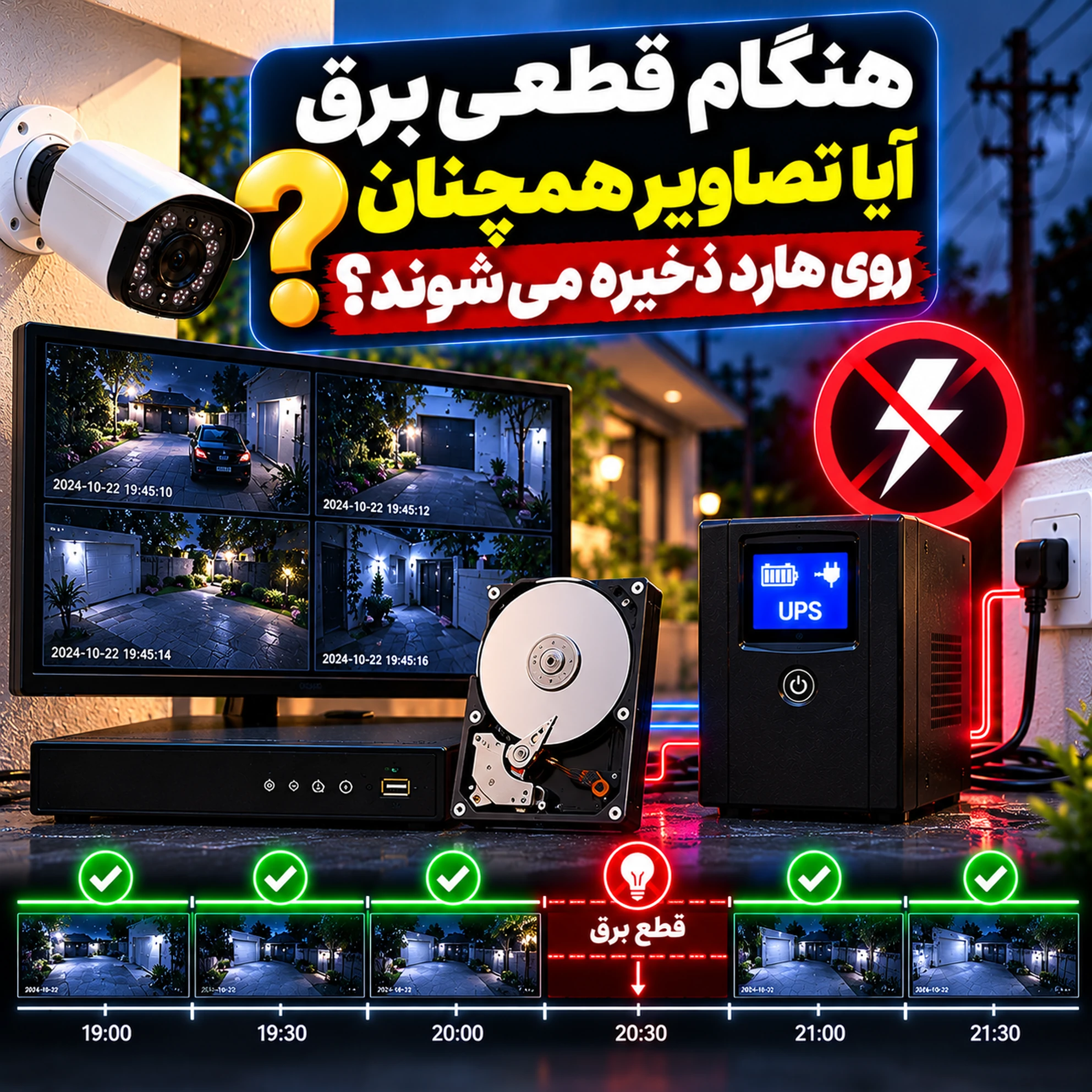 پکیج دوربین مداربسته در زمان قطع برق چگونه کار می‌کند؟